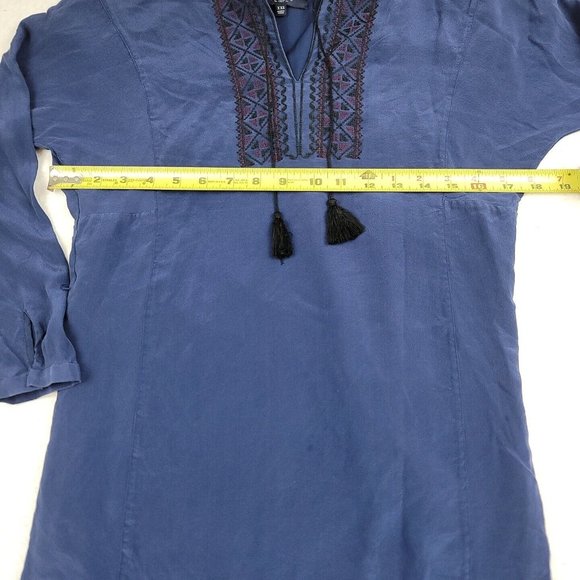 Madewell Womens XXS Dress Silk Embroidered Prologue Tunic 100% Silk-Missing Belt - Picture 3 of 8